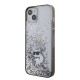 Husa pentru iPhone 15 Plus / iPhone 14 Plus - Karl Lagerfeld Hardcase Liquid Glitter (KLHCP15MLKCNSK) - Transparent Choupette