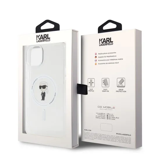 Husa pentru iPhone 15 Plus / iPhone 14 Plus - Karl Lagerfeld IML MagSafe (KLHMP15MHFCKNOT) - Transparent Ikonik Husa pentru iPhone 15 Plus / iPhone 14 Plus - Karl Lagerfeld IML MagSafe (KLHMP15MHFCKNOT) - Transparent Ikonik