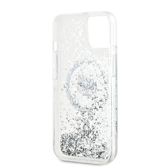 Husa pentru iPhone 15 Plus / iPhone 14 Plus - Karl Lagerfeld Liquid Glitter MagSafe (KLHMP15MLGCHSGH) - Transparent Choupette Head