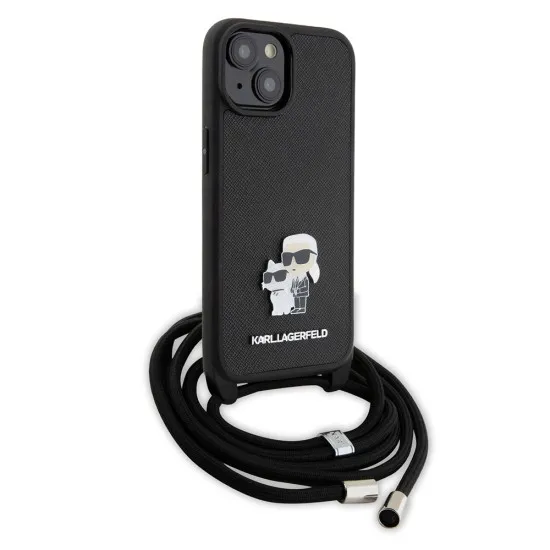 Husa pentru iPhone 15 Plus / iPhone 14 Plus - Karl Lagerfeld Saffiano Crossbody (KLHCP15MSAKCPSK) - Metal Pin Karl&Choupette Husa pentru iPhone 15 Plus / iPhone 14 Plus - Karl Lagerfeld Saffiano Crossbody (KLHCP15MSAKCPSK) - Metal Pin Karl&Choupette