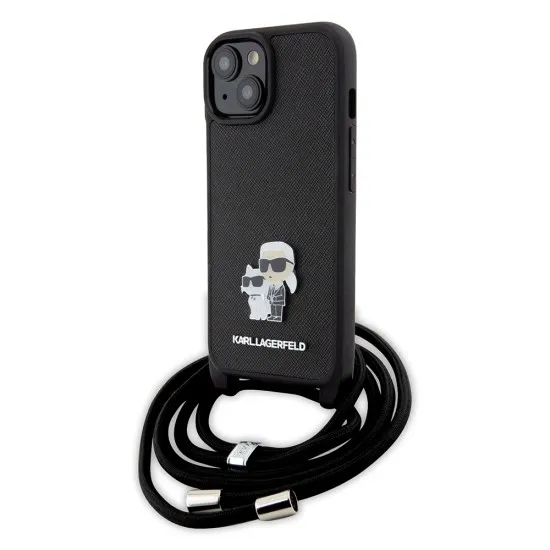 Husa pentru iPhone 15 Plus / iPhone 14 Plus - Karl Lagerfeld Saffiano Crossbody (KLHCP15MSAKCPSK) - Metal Pin Karl&Choupette Husa pentru iPhone 15 Plus / iPhone 14 Plus - Karl Lagerfeld Saffiano Crossbody (KLHCP15MSAKCPSK) - Metal Pin Karl&Choupette