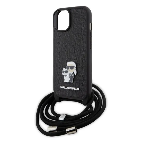 Husa pentru iPhone 15 Plus / iPhone 14 Plus - Karl Lagerfeld Saffiano Crossbody (KLHCP15MSAKCPSK) - Metal Pin Karl&Choupette Husa pentru iPhone 15 Plus / iPhone 14 Plus - Karl Lagerfeld Saffiano Crossbody (KLHCP15MSAKCPSK) - Metal Pin Karl&Choupette