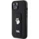 Husa pentru iPhone 15 Plus / iPhone 14 Plus - Karl Lagerfeld Saffiano Gripstand (KLHCP15MGSACHPK) - Choupette Pins