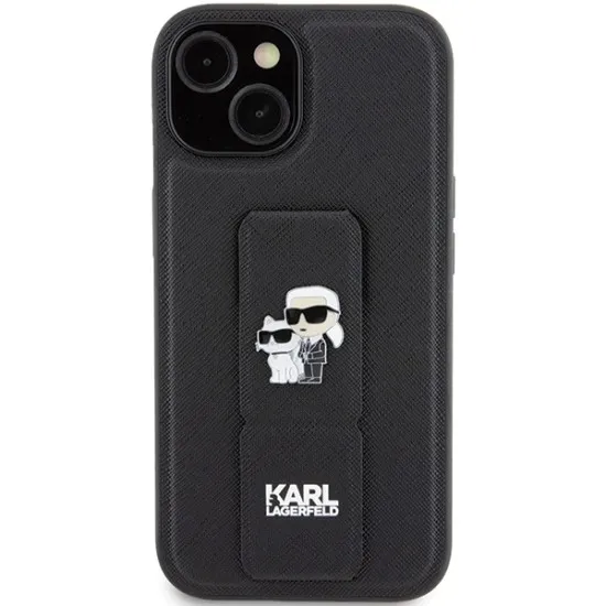 Husa pentru iPhone 15 Plus / iPhone 14 Plus - Karl Lagerfeld Saffiano Gripstand (KLHCP15MGSAKCPK) - Karl&Choupette Pins Husa pentru iPhone 15 Plus / iPhone 14 Plus - Karl Lagerfeld Saffiano Gripstand (KLHCP15MGSAKCPK) - Karl&Choupette Pins