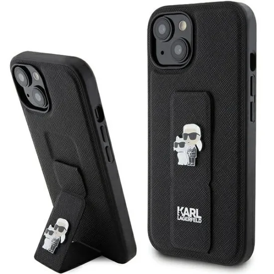 Husa pentru iPhone 15 Plus / iPhone 14 Plus - Karl Lagerfeld Saffiano Gripstand (KLHCP15MGSAKCPK) - Karl&Choupette Pins Husa pentru iPhone 15 Plus / iPhone 14 Plus - Karl Lagerfeld Saffiano Gripstand (KLHCP15MGSAKCPK) - Karl&Choupette Pins