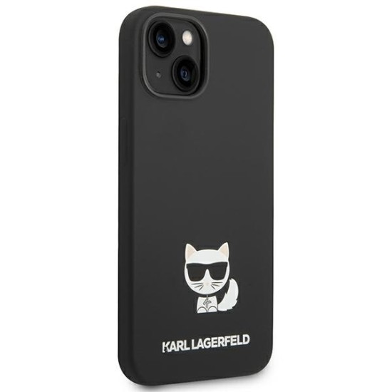 Husa pentru iPhone 15 Plus / iPhone 14 Plus - Karl Lagerfeld Silicone (KLHCP14MSLCTBK) - Choupette Body