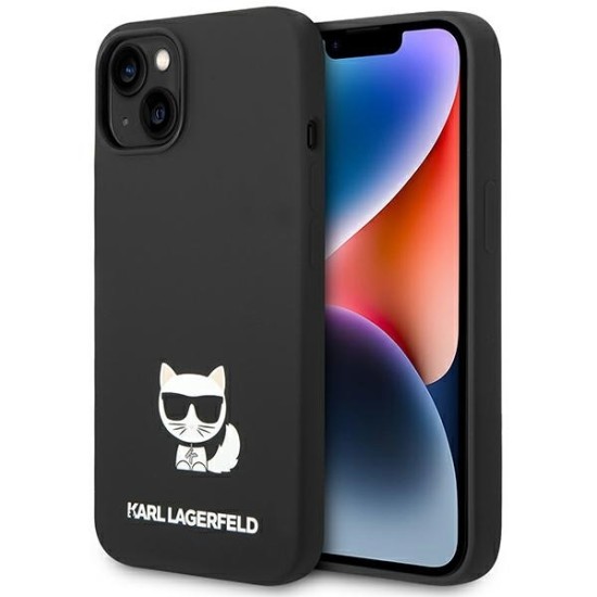 Husa pentru iPhone 15 Plus / iPhone 14 Plus - Karl Lagerfeld Silicone (KLHCP14MSLCTBK) - Choupette Body