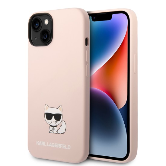 Husa pentru iPhone 15 Plus / iPhone 14 Plus - Karl Lagerfeld Silicone (KLHCP14MSLCTPI) - Pink Choupette Body