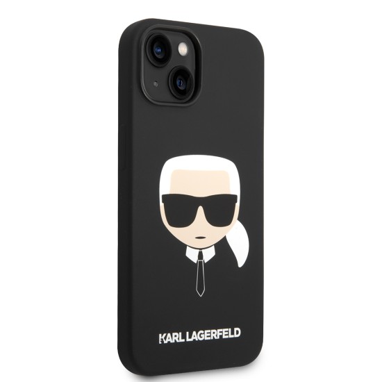 Husa pentru iPhone 15 Plus / iPhone 14 Plus - Karl Lagerfeld Silicone (KLHCP14MSLKHBK) - Karl`s Head