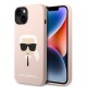 Husa pentru iPhone 15 Plus / iPhone 14 Plus - Karl Lagerfeld Silicone (KLHCP14MSLKHLP) - Pink Karl`s Head