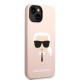 Husa pentru iPhone 15 Plus / iPhone 14 Plus - Karl Lagerfeld Silicone (KLHCP14MSLKHLP) - Pink Karl`s Head