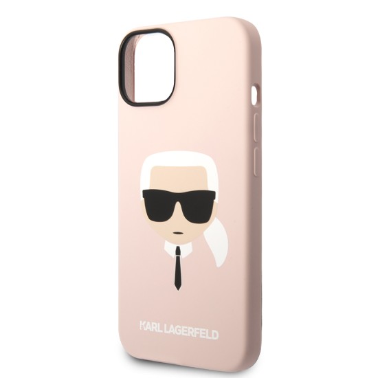 Husa pentru iPhone 15 Plus / iPhone 14 Plus - Karl Lagerfeld Silicone (KLHCP14MSLKHLP) - Pink Karl`s Head