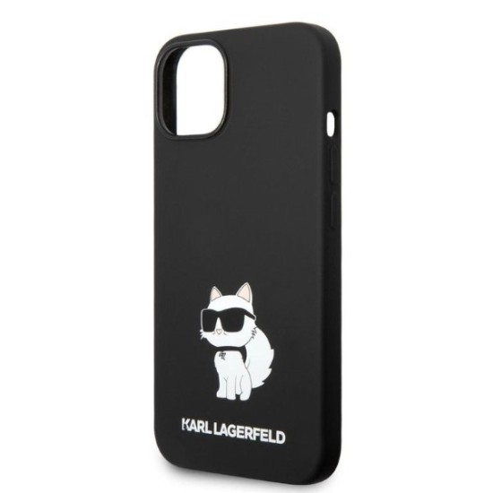 Husa pentru iPhone 15 Plus / iPhone 14 Plus - Karl Lagerfeld Silicone (KLHCP14MSNCHBCK) - Black Choupette