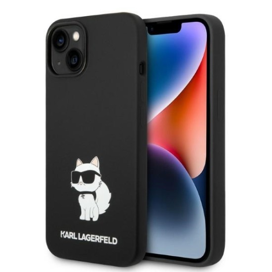 Husa pentru iPhone 15 Plus / iPhone 14 Plus - Karl Lagerfeld Silicone (KLHCP14MSNCHBCK) - Black Choupette