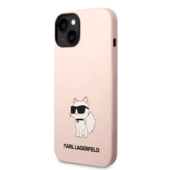 Husa pentru iPhone 15 Plus / iPhone 14 Plus - Karl Lagerfeld Silicone (KLHCP14MSNCHBCP) - Pink Choupette