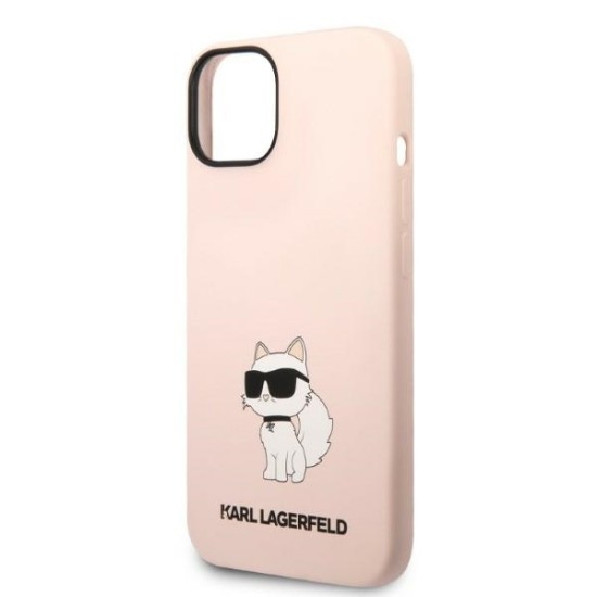 Husa pentru iPhone 15 Plus / iPhone 14 Plus - Karl Lagerfeld Silicone (KLHCP14MSNCHBCP) - Pink Choupette