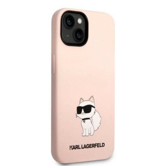 Husa pentru iPhone 15 Plus / iPhone 14 Plus - Karl Lagerfeld Silicone (KLHCP14MSNCHBCP) - Pink Choupette