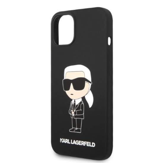 Husa pentru iPhone 15 Plus / iPhone 14 Plus - Karl Lagerfeld Silicone (KLHCP14MSNIKBCK) - Black Ikonik