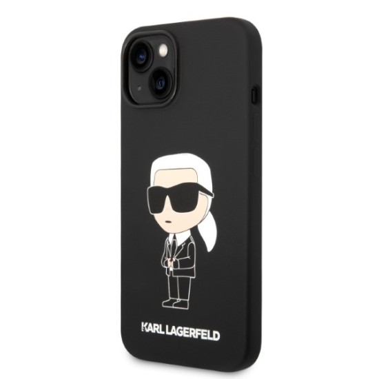 Husa pentru iPhone 15 Plus / iPhone 14 Plus - Karl Lagerfeld Silicone (KLHCP14MSNIKBCK) - Black Ikonik