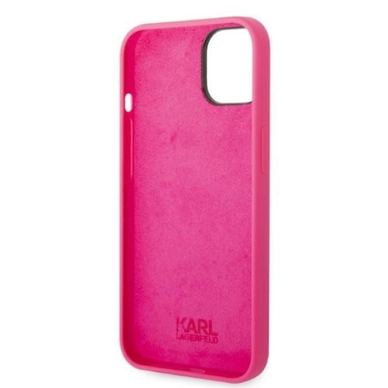 Husa pentru iPhone 15 Plus / iPhone 14 Plus - Karl Lagerfeld Silicone (KLHCP14MSRSGRCF) - Pink RSG