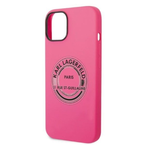 Husa pentru iPhone 15 Plus / iPhone 14 Plus - Karl Lagerfeld Silicone (KLHCP14MSRSGRCF) - Pink RSG