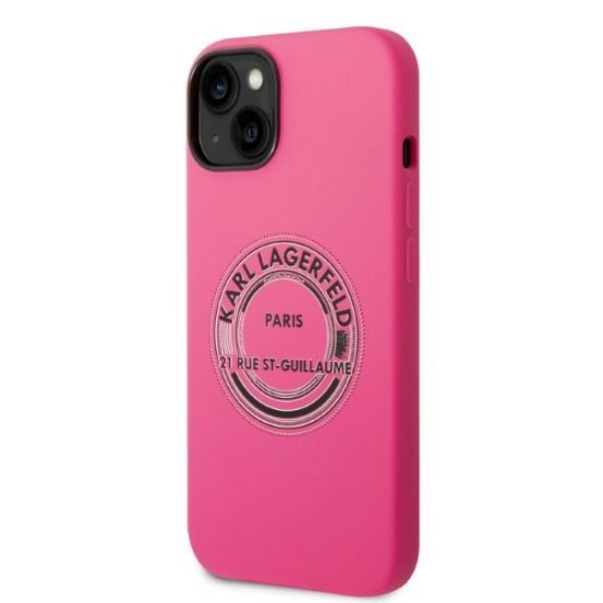 Husa pentru iPhone 15 Plus / iPhone 14 Plus - Karl Lagerfeld Silicone (KLHCP14MSRSGRCF) - Pink RSG