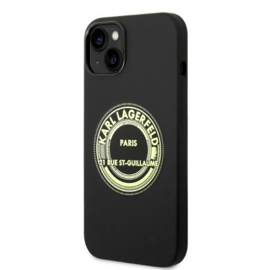 Husa pentru iPhone 15 Plus / iPhone 14 Plus - Karl Lagerfeld Silicone (KLHCP14MSRSGRCK) - Black RSG