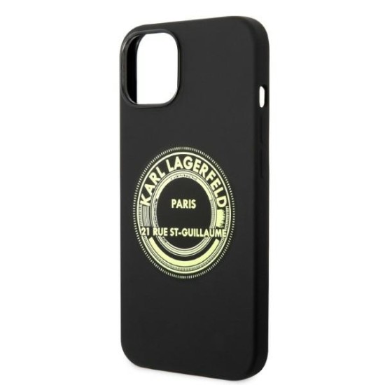 Husa pentru iPhone 15 Plus / iPhone 14 Plus - Karl Lagerfeld Silicone (KLHCP14MSRSGRCK) - Black RSG