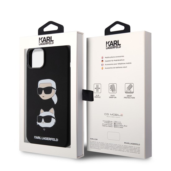 Husa pentru iPhone 15 Plus / iPhone 14 Plus - Karl Lagerfeld Silicone (KLHCP15MSDHKCNK) - Karl&Choupette Head