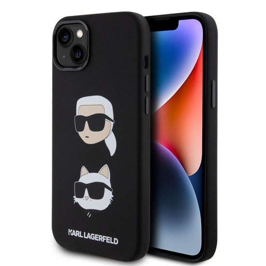 Husa pentru iPhone 15 Plus / iPhone 14 Plus - Karl Lagerfeld Silicone (KLHCP15MSDHKCNK) - Karl&Choupette Head