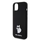 Husa pentru iPhone 15 Plus / iPhone 14 Plus - Karl Lagerfeld Silicone (KLHCP15MSMHCNPK) - Choupette Metal Pin