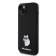 Husa pentru iPhone 15 Plus / iPhone 14 Plus - Karl Lagerfeld Silicone (KLHCP15MSMHCNPK) - Choupette Metal Pin