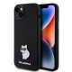 Husa pentru iPhone 15 Plus / iPhone 14 Plus - Karl Lagerfeld Silicone (KLHCP15MSMHCNPK) - Choupette Metal Pin