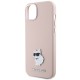 Husa pentru iPhone 15 Plus / iPhone 14 Plus - Karl Lagerfeld Silicone (KLHCP15MSMHCNPP) - Pink Choupette Metal Pin