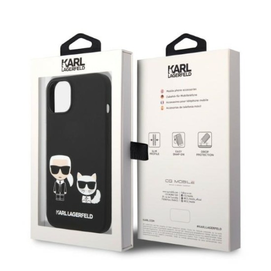 Husa pentru iPhone 15 Plus / iPhone 14 Plus - Karl Lagerfeld Silicone Liquid MagSafe (KLHMP14MSSKCK) - Karl&Choupette