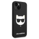 Husa pentru iPhone 15 Plus / iPhone 14 Plus - Karl Lagerfeld Silicone MagSafe (KLHMP14MSLCHBK) - Choupette Head