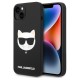 Husa pentru iPhone 15 Plus / iPhone 14 Plus - Karl Lagerfeld Silicone MagSafe (KLHMP14MSLCHBK) - Choupette Head