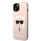 Husa pentru iPhone 15 Plus / iPhone 14 Plus - Karl Lagerfeld Silicone MagSafe (KLHMP14MSLKHLP) - Light Pink Karl`s Head