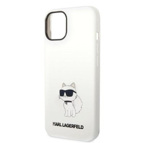 Husa pentru iPhone 15 Plus / iPhone 14 Plus - Karl Lagerfeld Silicone MagSafe (KLHMP14MSNCHBCH) - White Choupette