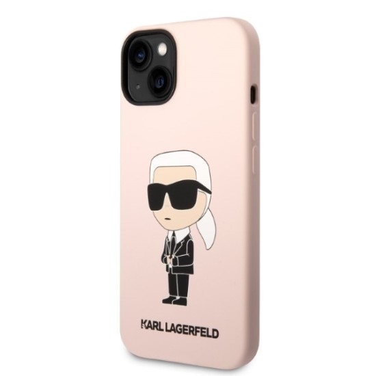 Husa pentru iPhone 15 Plus / iPhone 14 Plus - Karl Lagerfeld Silicone MagSafe (KLHMP14MSNIKBCP) - Pink Ikonik