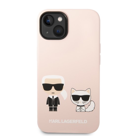 Husa pentru iPhone 15 Plus / iPhone 14 Plus - Karl Lagerfeld Silicone MagSafe (KLHMP14MSSKCI) - Light Pink Karl&Choupette