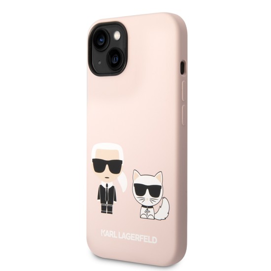 Husa pentru iPhone 15 Plus / iPhone 14 Plus - Karl Lagerfeld Silicone MagSafe (KLHMP14MSSKCI) - Light Pink Karl&Choupette