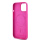 Husa pentru iPhone 15 Plus / iPhone 14 Plus - Karl Lagerfeld Silicone MagSafe (KLHMP15MSCHPPLF) - Fuschia Choupette Head