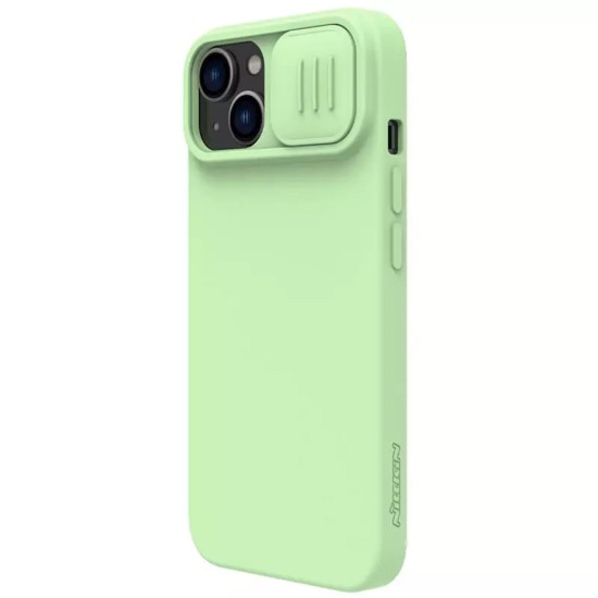 Husa pentru iPhone 15 Plus - Nillkin CamShield Silky MagSafe Silicone - Mint Green