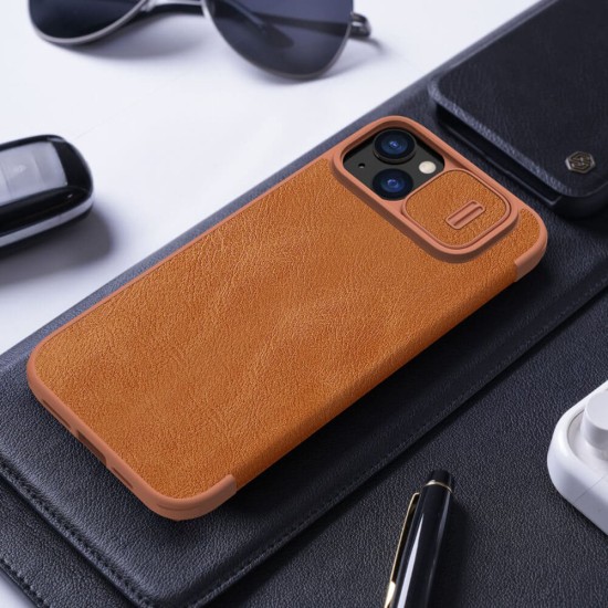 Husa pentru iPhone 15 Plus - Nillkin QIN Leather Case - Brown