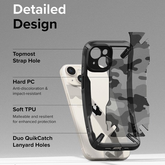 Husa pentru iPhone 15 Plus - Ringke Fusion X Design - Camo Black