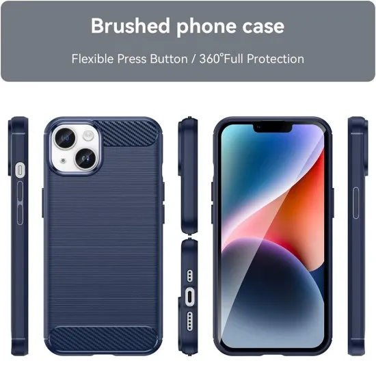 Husa pentru iPhone 15 Plus - Techsuit Carbon Silicone - Blue Husa pentru iPhone 15 Plus - Techsuit Carbon Silicone - Blue