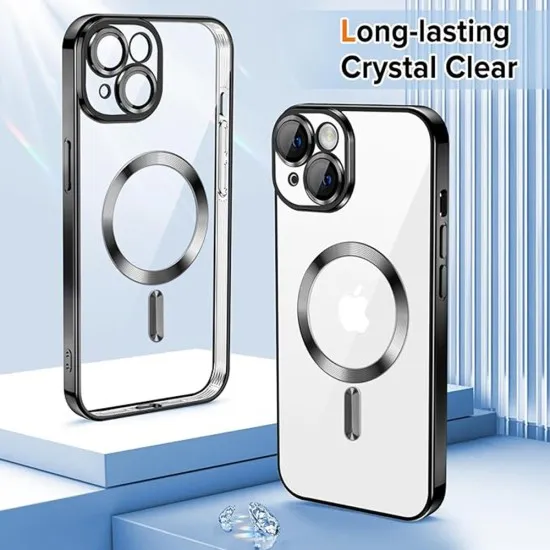 Husa pentru iPhone 15 Plus - Techsuit Luxury Crystal MagSafe - Silver Husa pentru iPhone 15 Plus - Techsuit Luxury Crystal MagSafe - Silver