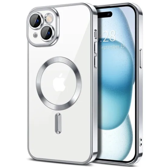 Husa pentru iPhone 15 Plus - Techsuit Luxury Crystal MagSafe - Silver Husa pentru iPhone 15 Plus - Techsuit Luxury Crystal MagSafe - Silver