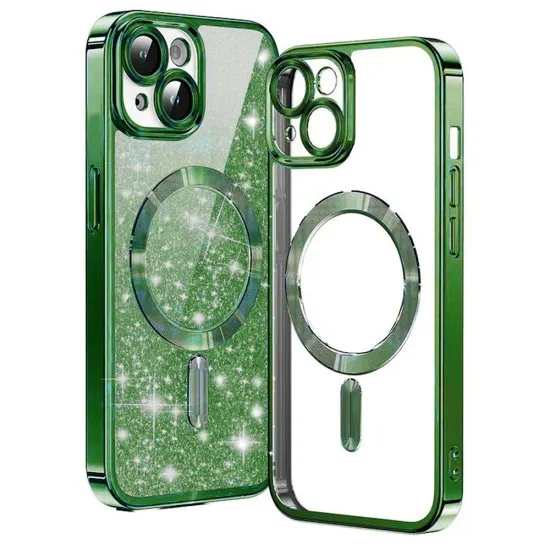 Husa pentru iPhone 15 Plus - Techsuit Luxury Glitter MagSafe - Deep Green Husa pentru iPhone 15 Plus - Techsuit Luxury Glitter MagSafe - Deep Green